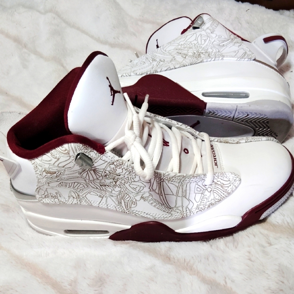 Air Jordan White and Burgundy Sneakers